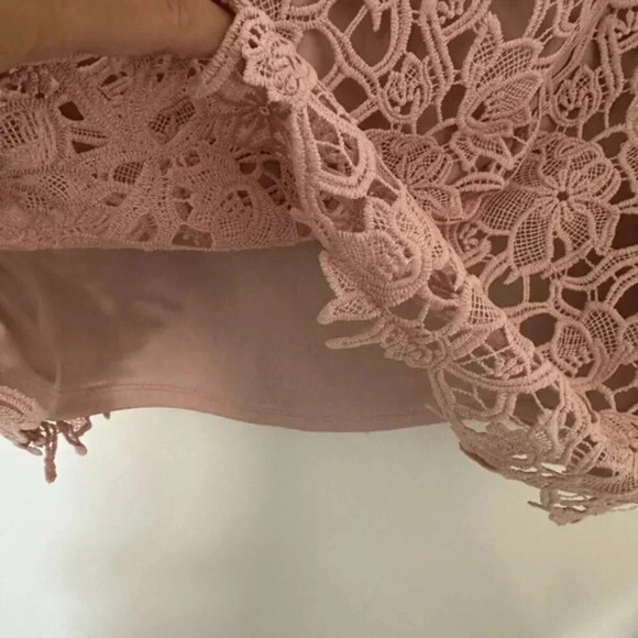 NWT 424 Fifth Lord & Taylor Knee-Length A-Line Lace Shift Dress Blush Nude Sz 8 - Picture 6 of 12